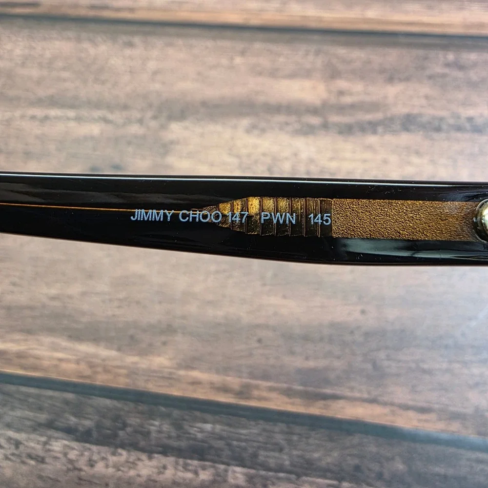 Jimmy Choo JC 147 PWN Black Leopard Cat Eye Eyeglasses Frames‎ Italy 52-16-145